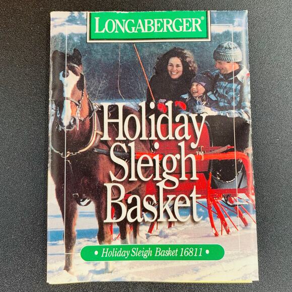 Longaberger Sleigh Basket Holiday With Wrought Iron Runner 16811 Woven Red Green - Picture 8 of 12